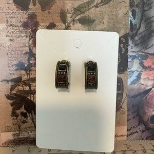 💫 vintage jeweled brass hoops